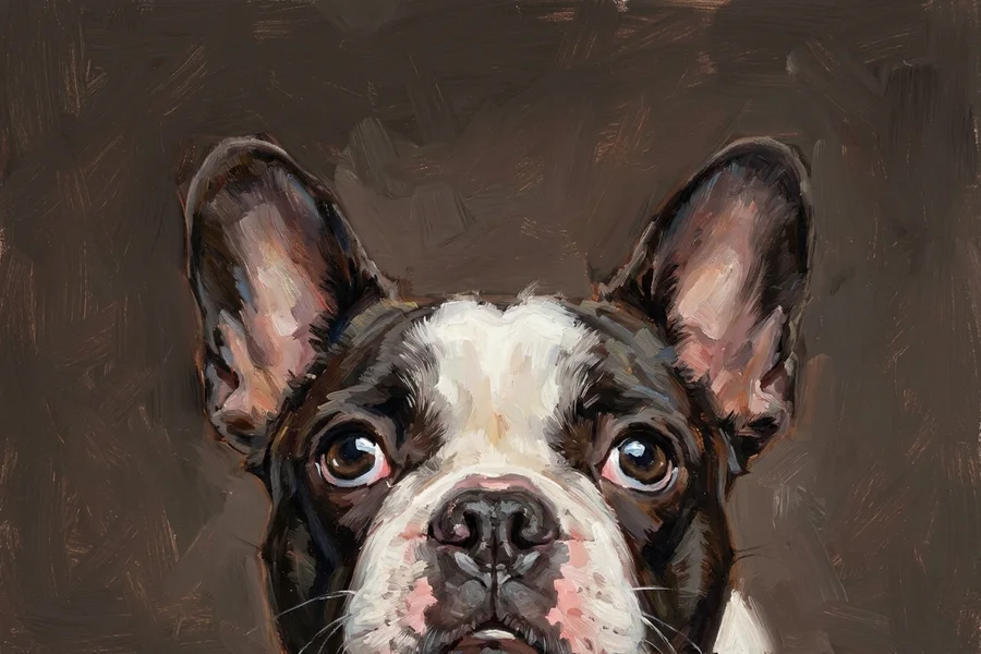 Winston the french bulldog, painted in the Loyalty style
