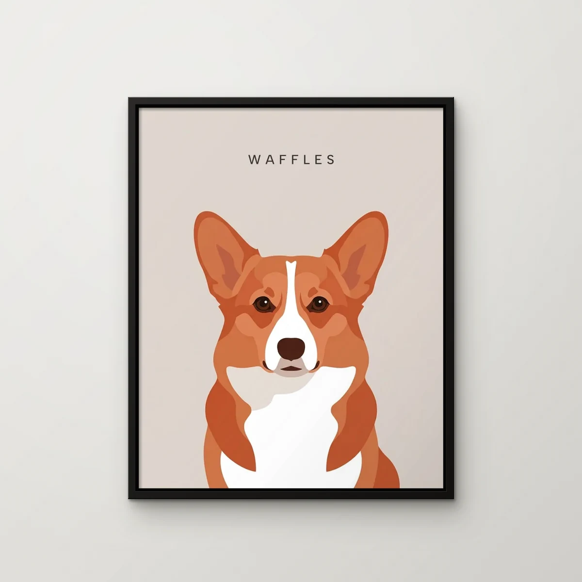 Waffles the pembroke welsh corgi painted in the Minimalist style