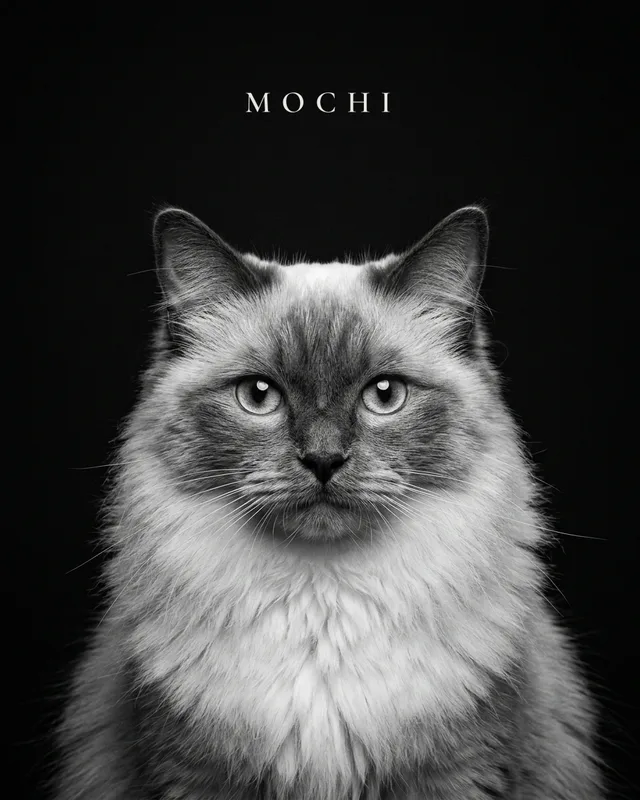 Mochi the ragdoll, painted in the Noir style
