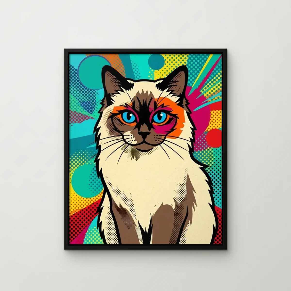 Mochi the ragdoll painted in the Pop style