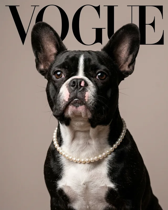 Winston the french bulldog, painted in the The Celebrity style